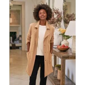 Frank & Eileen Belfast Sweatshirt Trench Coat Camel Triple Fleece Large FLAW